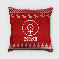 Подушка квадратная Новогодний Marilyn Manson с оленями, цвет: 3D-принт