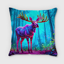 Подушка квадратная Лось в сереневом свете
