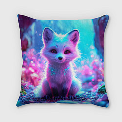 Подушка квадратная Песец в неоновом свете, цвет: 3D-принт