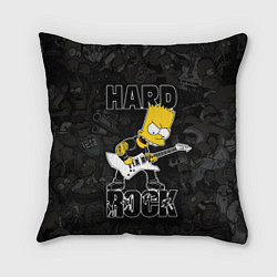 Подушка квадратная Hard Rock барт симпсон, цвет: 3D-принт