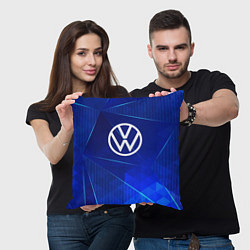 Подушка квадратная Volkswagen blue poly, цвет: 3D-принт — фото 2