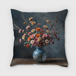 Подушка квадратная Натюрморт с букетом, цвет: 3D-принт