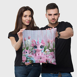 Подушка квадратная Милая маленькая единорожка, цвет: 3D-принт — фото 2