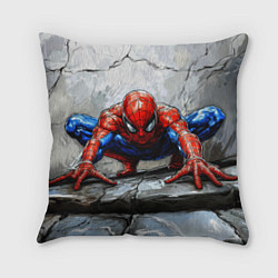 Подушка квадратная Человек-паук палзет на стене, цвет: 3D-принт