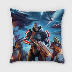 Подушка квадратная Mass Effect - space fantasy, цвет: 3D-принт