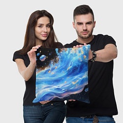Подушка квадратная Синие объемные брызги текстура, цвет: 3D-принт — фото 2