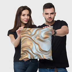 Подушка квадратная Жидкое белое золото, цвет: 3D-принт — фото 2