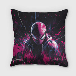 Подушка квадратная Человек-паук и розовая краска, цвет: 3D-принт