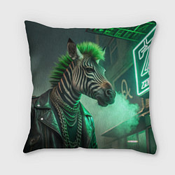 Подушка квадратная Cyperpunk zebra, цвет: 3D-принт