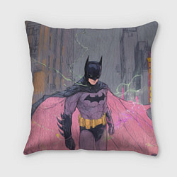 Подушка квадратная Бэтмен с розовым плащом, цвет: 3D-принт