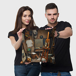 Подушка квадратная Мастерская художника, цвет: 3D-принт — фото 2