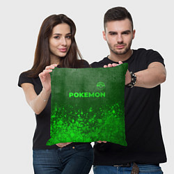 Подушка квадратная Pokemon - green gradient посередине, цвет: 3D-принт — фото 2