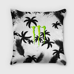 Подушка квадратная Monster energy пальмы, цвет: 3D-принт