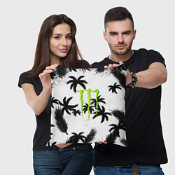 Подушка квадратная Monster energy пальмы, цвет: 3D-принт — фото 2
