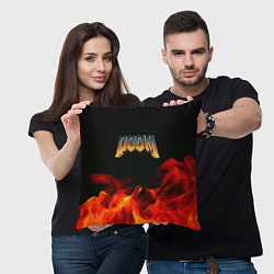 Подушка квадратная Doom огненная текстура, цвет: 3D-принт — фото 2