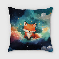 Подушка квадратная Лисенок на облаках, цвет: 3D-принт