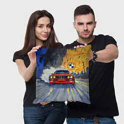 Подушка квадратная Красная BMW на скорости, цвет: 3D-принт — фото 2