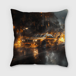 Подушка квадратная Желтый БМВ в огне, цвет: 3D-принт