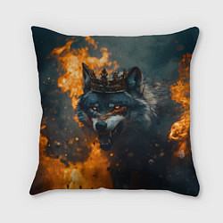 Подушка квадратная Злой волк в огне, цвет: 3D-принт