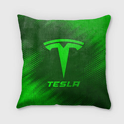 Подушка квадратная Tesla - green gradient, цвет: 3D-принт