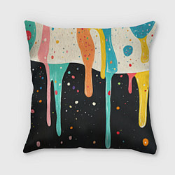 Подушка квадратная Разноцветные капли текстура, цвет: 3D-принт