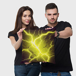 Подушка квадратная Color yellow black, цвет: 3D-принт — фото 2