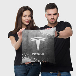 Подушка квадратная Tesla - grey gradient, цвет: 3D-принт — фото 2