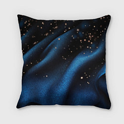 Подушка квадратная Синяя волнистая текстура на черном, цвет: 3D-принт