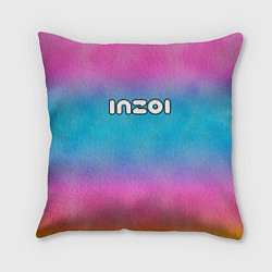 Подушка квадратная Inzoi розово-голубой фон, цвет: 3D-принт