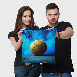 Подушка квадратная Гандбольный мяч синий дым, цвет: 3D-принт — фото 2