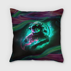 Подушка квадратная Космонавт неоновая дымка, цвет: 3D-принт