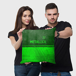 Подушка квадратная Metallica - green gradient посередине, цвет: 3D-принт — фото 2