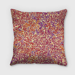 Подушка квадратная Оранжево-розовый пёстрый паттерн мелкий рисунок, цвет: 3D-принт