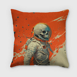 Подушка квадратная Скелет космонавт и краска на фоне, цвет: 3D-принт