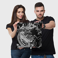 Подушка квадратная Белый дракон на черном, цвет: 3D-принт — фото 2