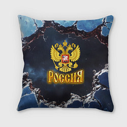 Подушка квадратная Герб России в объемной стене, цвет: 3D-принт
