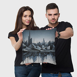 Подушка квадратная Небоскребы и скалы, цвет: 3D-принт — фото 2
