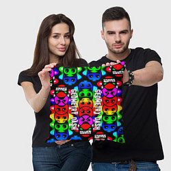 Подушка квадратная Geometry dash neon gradient, цвет: 3D-принт — фото 2
