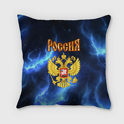 Подушка квадратная Герб России - синее пламя, цвет: 3D-принт