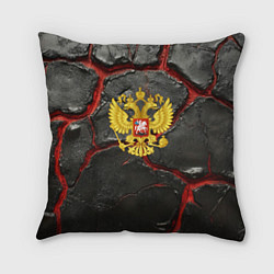 Подушка квадратная Герб России черные плиты, цвет: 3D-принт