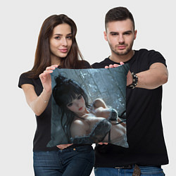 Подушка квадратная Брюнетка в воде, цвет: 3D-принт — фото 2