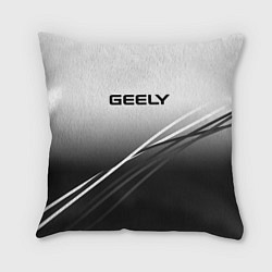 Подушка квадратная Geely градиент из белого в тёмный с полосами, цвет: 3D-принт