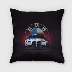 Подушка квадратная BMW на красном фоне, цвет: 3D-принт
