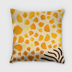 Подушка квадратная Золотистые пятна жирафа, цвет: 3D-принт
