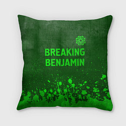 Подушка квадратная Breaking Benjamin - green gradient посередине, цвет: 3D-принт