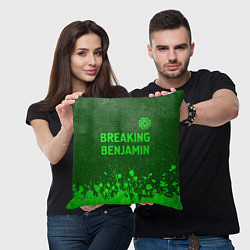 Подушка квадратная Breaking Benjamin - green gradient посередине, цвет: 3D-принт — фото 2