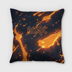 Подушка квадратная ACDC оранжевый логотип, цвет: 3D-принт
