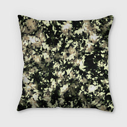 Подушка квадратная Пятнистый чёрно-бежевый, цвет: 3D-принт