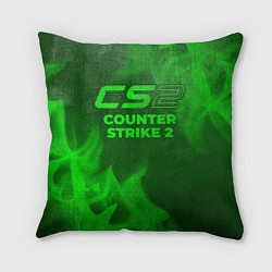 Подушка квадратная Counter Strike 2 - green gradient, цвет: 3D-принт