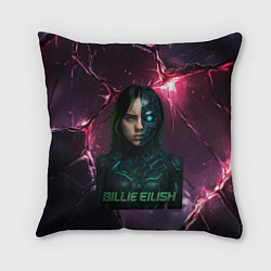 Подушка квадратная Билли Айлиш в стиле киберпанк